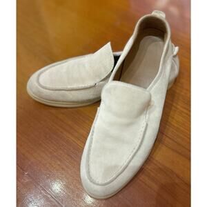 Brooks Brothers Ivory Suede Loafers Shoes Logo Soled Made In Italy Size 8.5